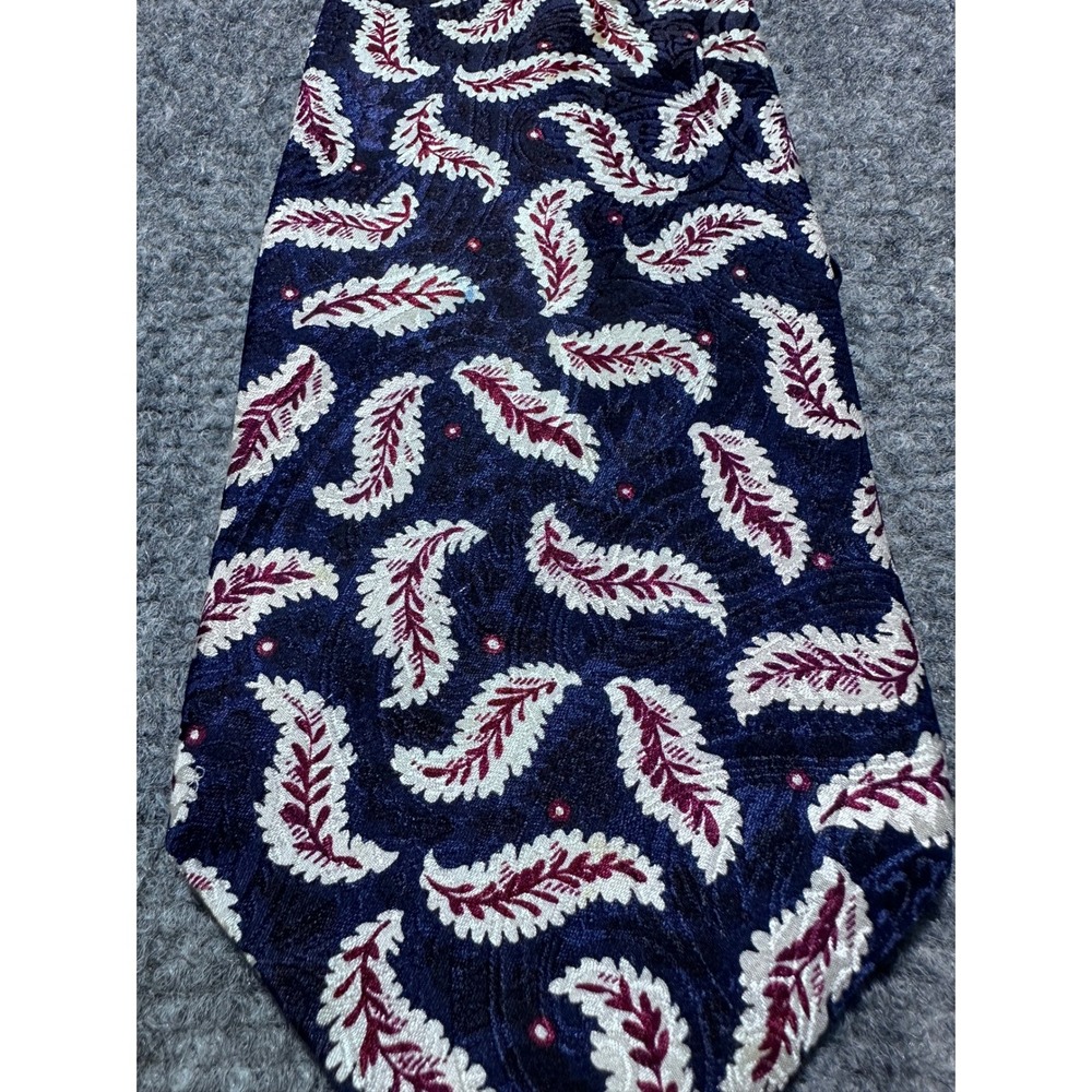 Christian Dior Monsieur Navy Blue Paisley Feather Silk Neck‎ Tie